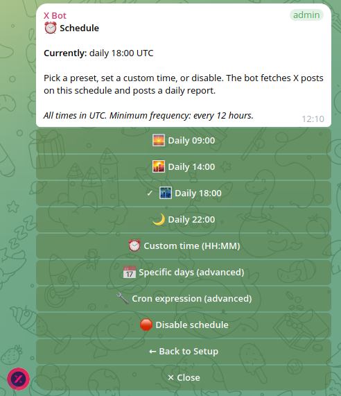 Quick Start step 3: schedule