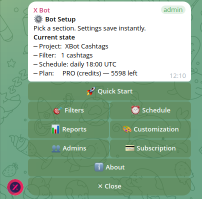 /setup top-level menu
